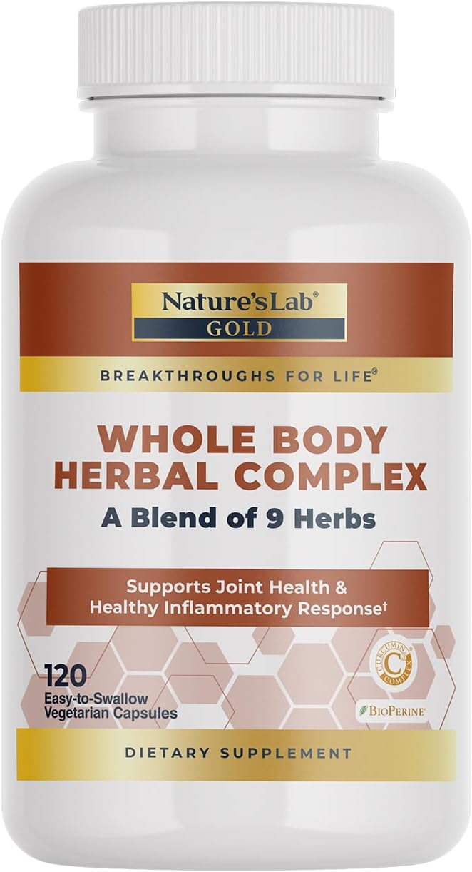 Whole Body Herbal Complex with Turmeric, Boswellia, Ginger, Green Tea, Rosemary - 120 Capsules