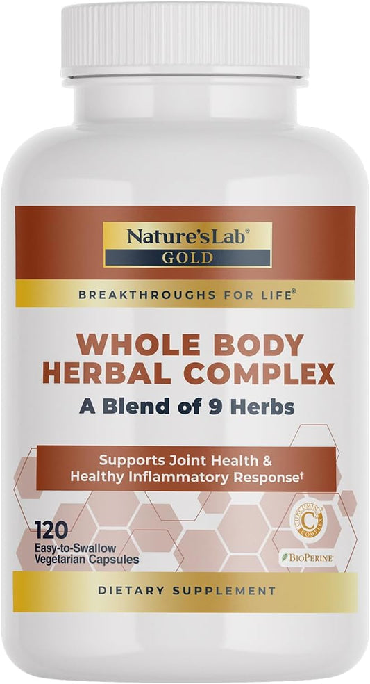 Whole Body Herbal Complex with Turmeric, Boswellia, Ginger, Green Tea, Rosemary - 120 Capsules