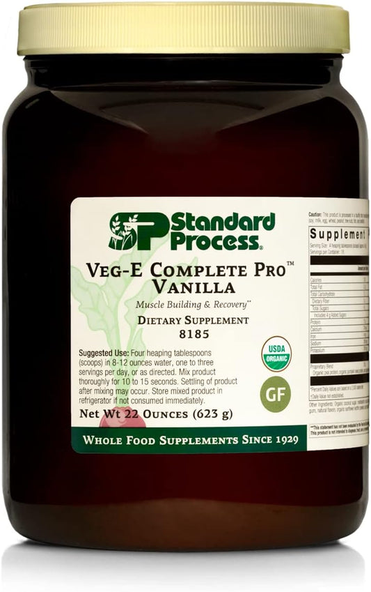 Whole-Food Based Vanilla Protein Powder for Healthy Nails, Hair, and Skin - Standard Process Veg-E Complete Pro - 22oz