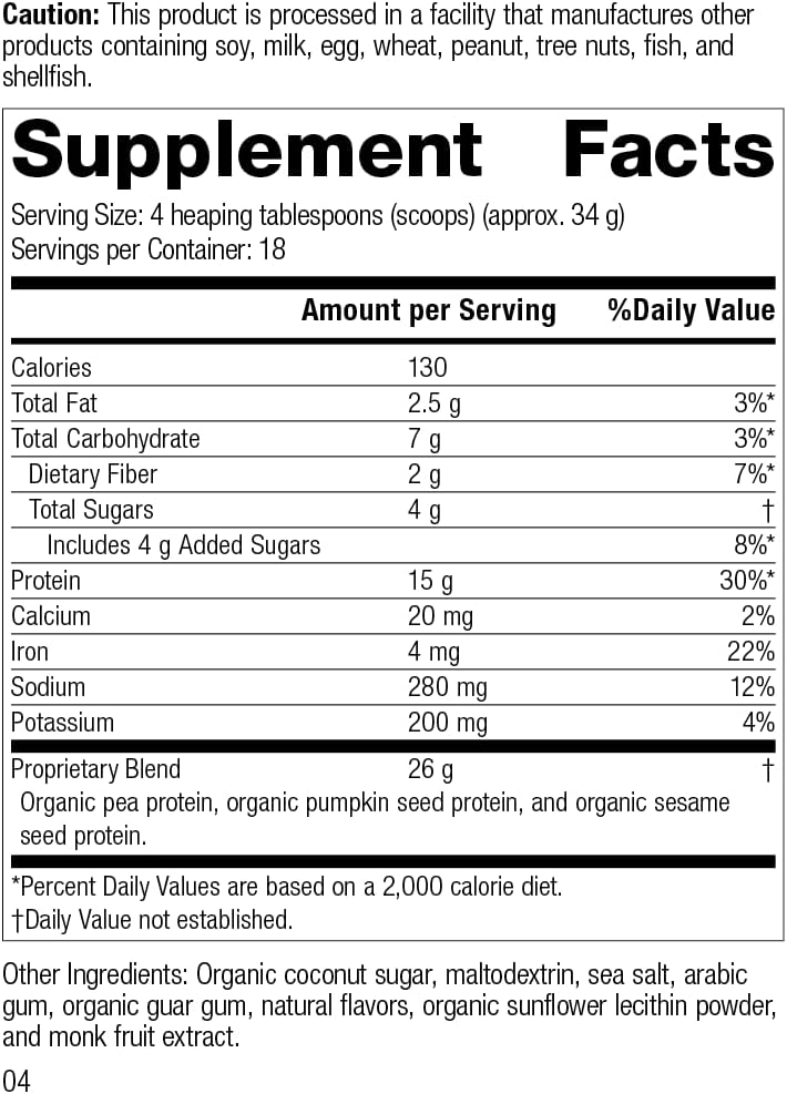 Whole-Food Based Vanilla Protein Powder for Healthy Nails, Hair, and Skin - Standard Process Veg-E Complete Pro - 22oz