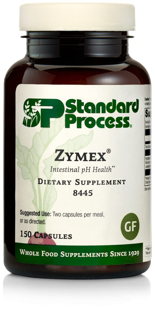Whole Food Digestion Support: Standard Process Zymex Capsules with Rice Bran, Spanish Moss, and Beet Root - 150 Capsules