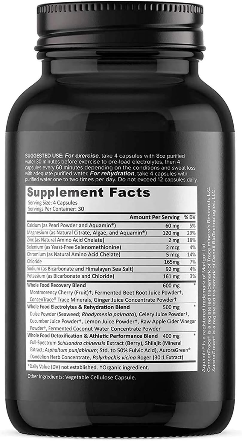 Whole Food Electrolyte Tablets with Magnesium, Zinc, Calcium, Potassium - Energy, Hydration, Rejuvenation - 120ct