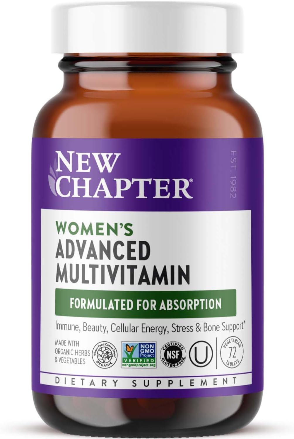 Whole-Food Fermented Women's Multivitamin with Iron, Vitamin D3, & Essential Nutrients for Stress, Bone, Immune, Beauty, Energy - 72 Count
