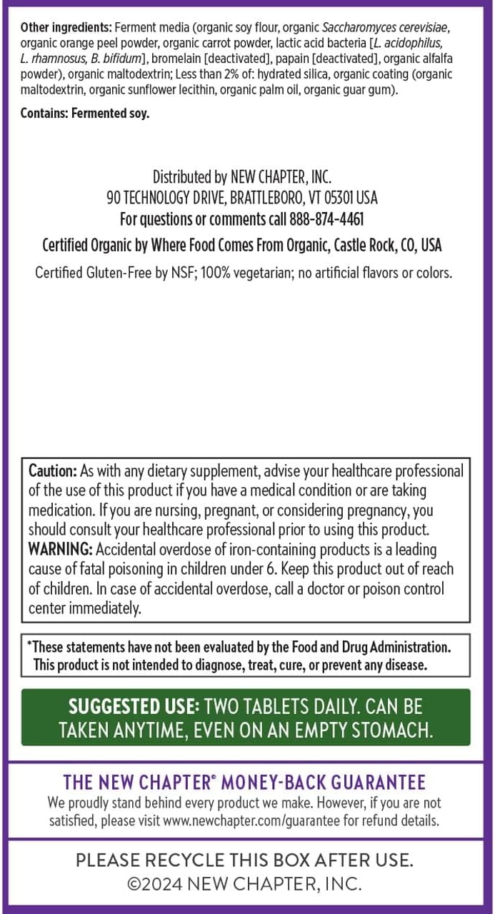 Whole-Food Fermented Women's Multivitamin with Iron, Vitamin D3, & Essential Nutrients for Stress, Bone, Immune, Beauty, Energy - 72 Count