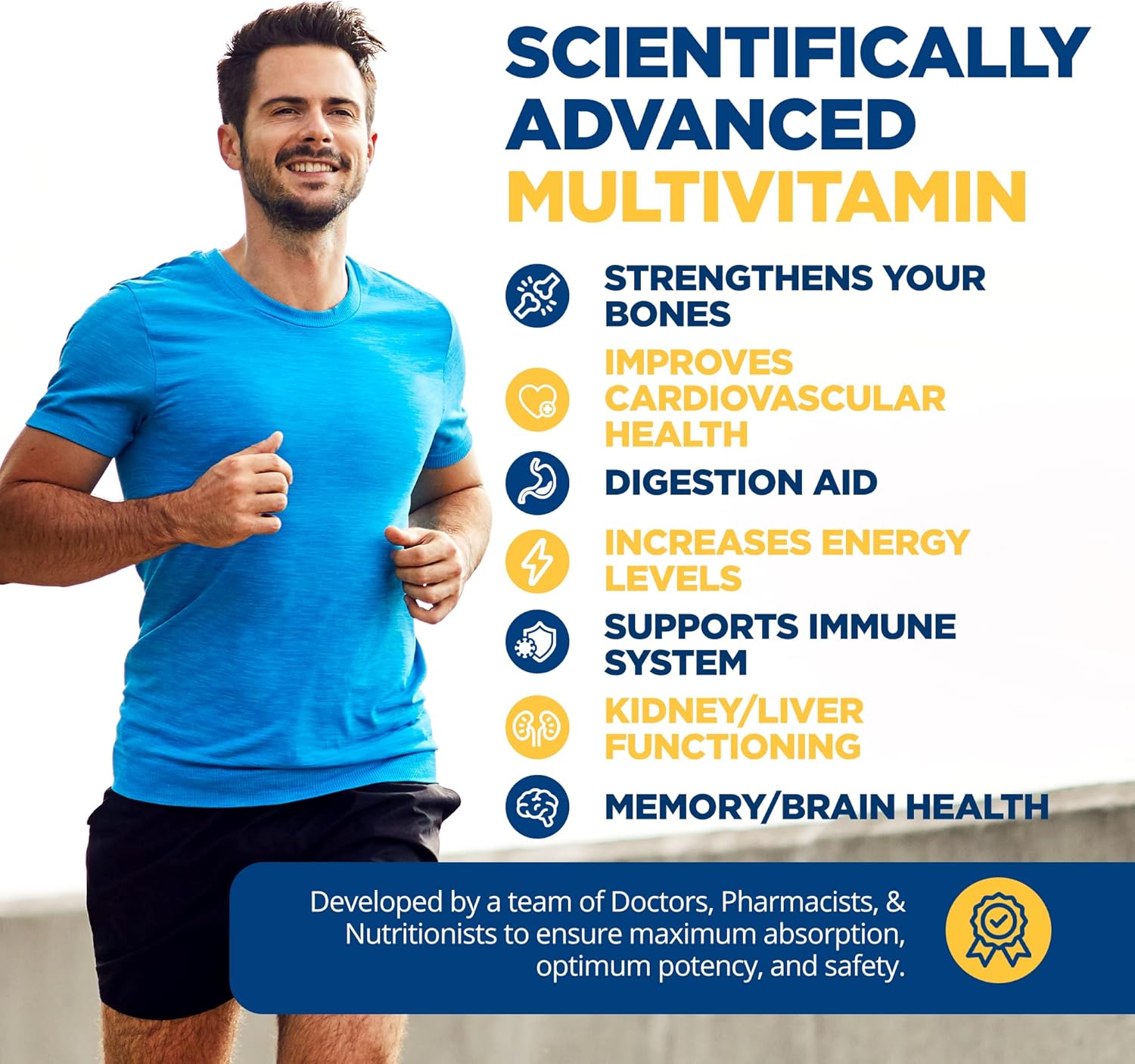 Whole Food Multivitamin with 71 Natural Ingredients, Probiotics, 90 Tablets - Non-GMO & Chelated Minerals