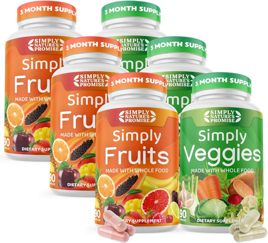 Whole Food Superfood Supplement: 3-Month Supply of 540 Capsules with Over 40 Fruits & Vegetables, Aloe Vera, 100% Soy-Free