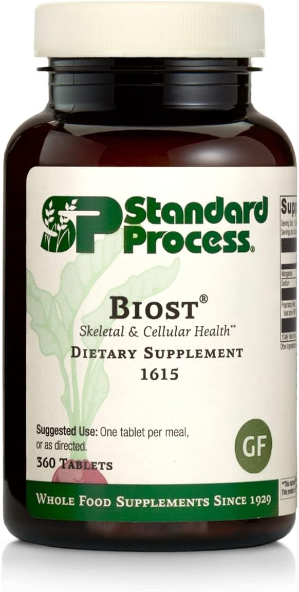 Whole Food Teeth and Bone Health Supplement - Standard Process Biost with Magnesium Citrate, Calcium Lactate, Manganese - 360 Tablets