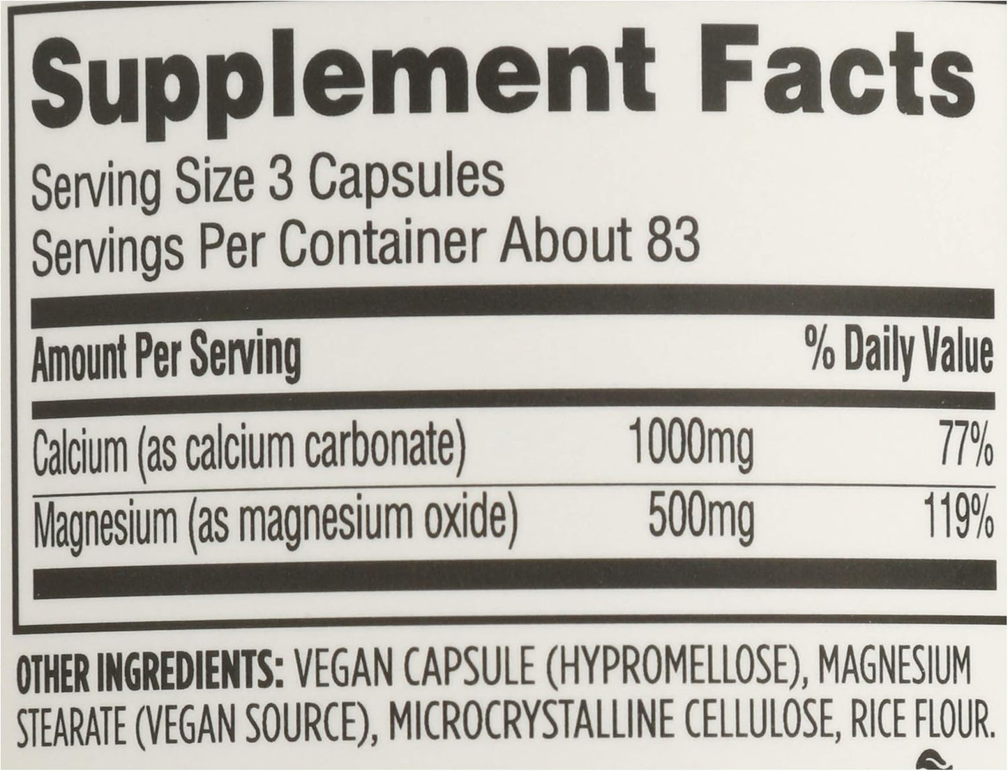 Whole Foods Market 365 Calcium 1000Mg Magnesium 500Mg Easy Swallow Veg Capsules 500 Count