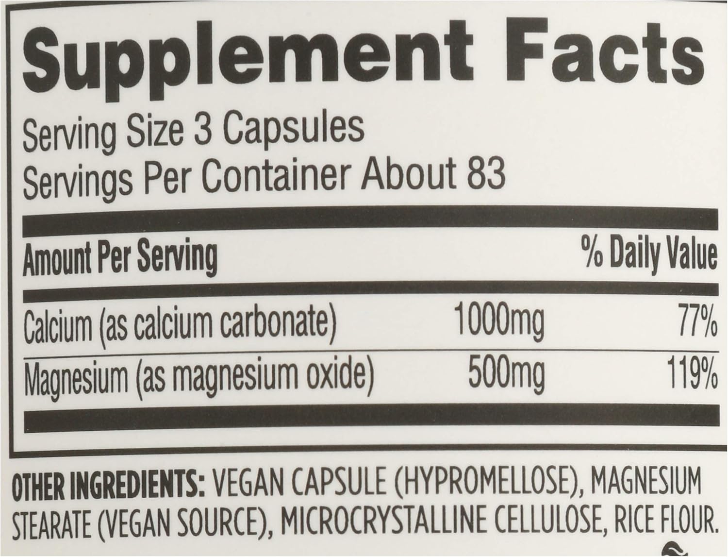 Whole Foods Market 365 Calcium 1000Mg Magnesium 500Mg Easy Swallow Veg Capsules 500 Count