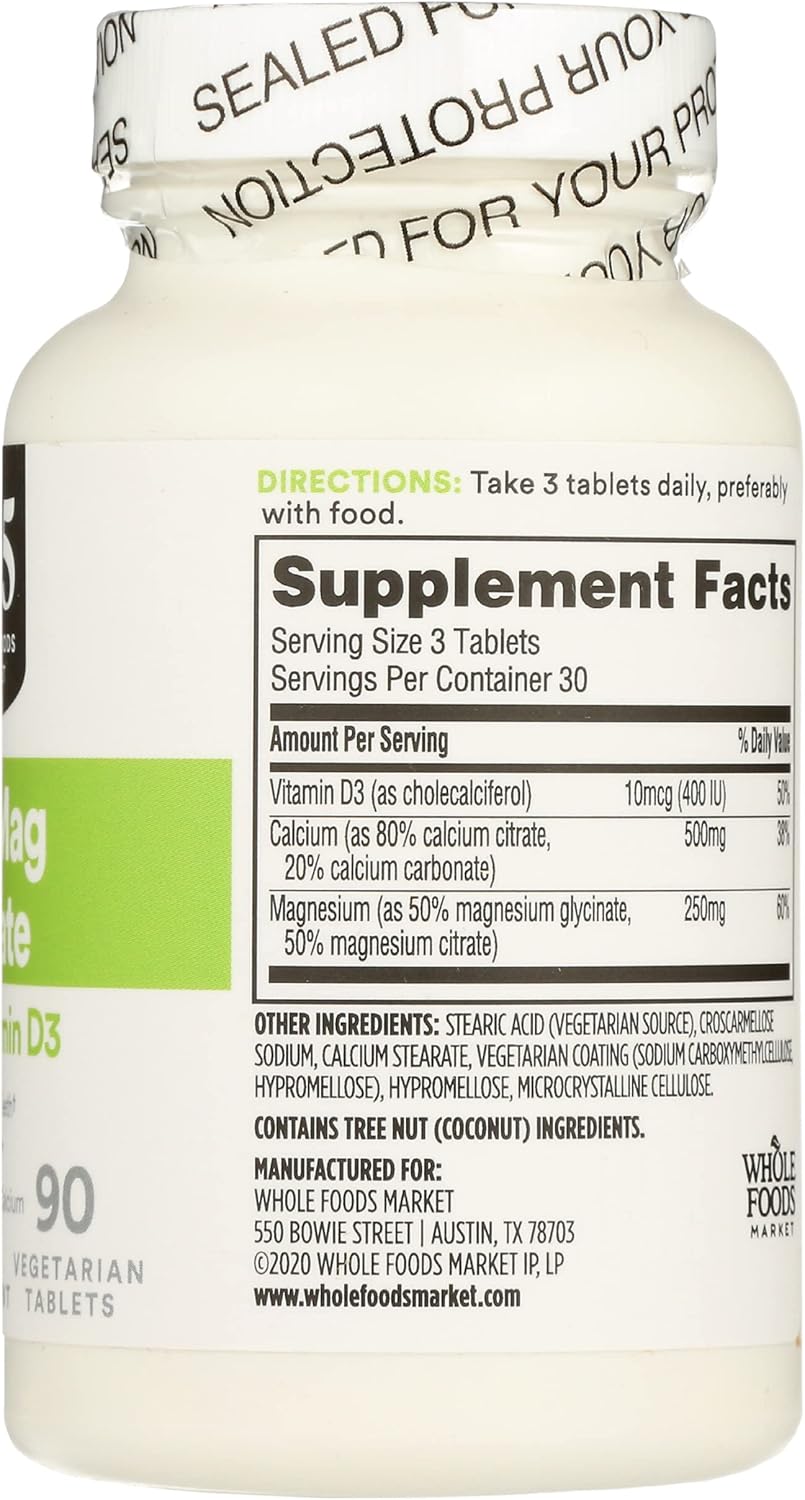 Whole Foods Market 365 Calcium Magnesium Citrate with D3 - 90 Tablets