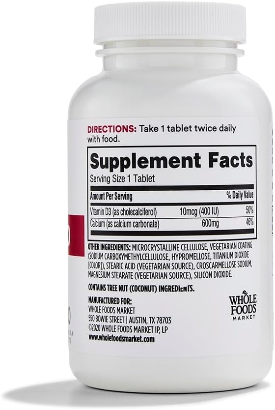 Whole Foods Market 365 Calcium with Vitamin D3 Tablets - 240 Count (2 Pack)