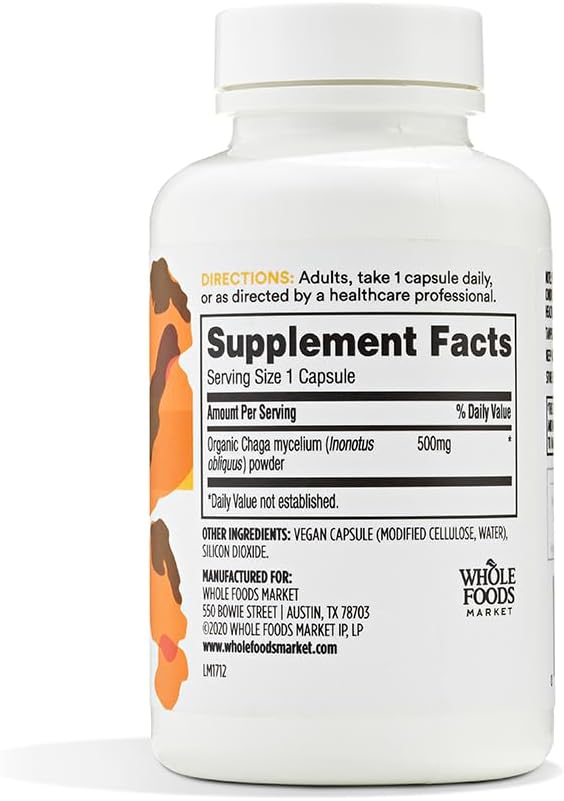 Whole Foods Market 365 Chaga Mushroom Capsules, 90 Count Bottle