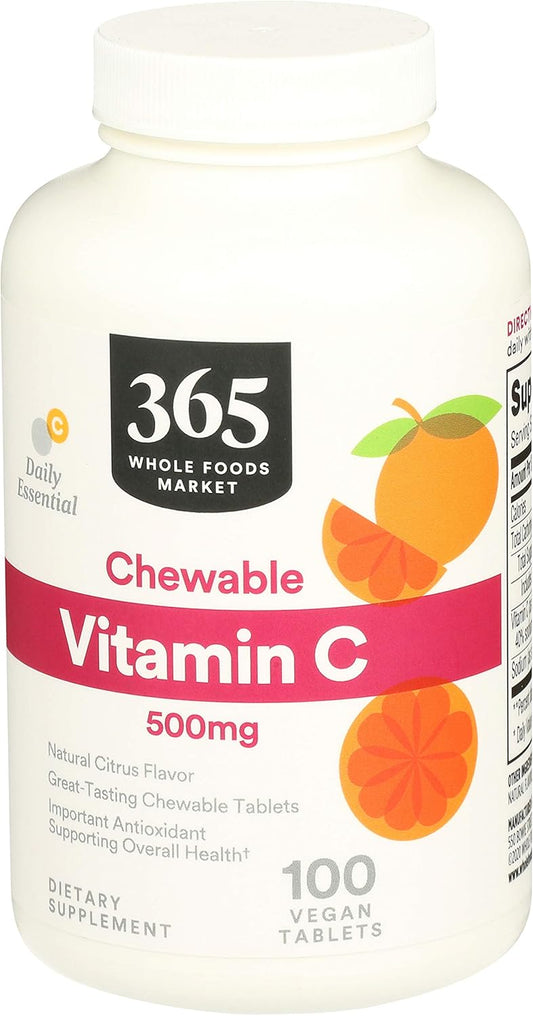 Whole Foods Market 365 Chewable Vitamin C 500mg - 100 Tablets x 2 Pack