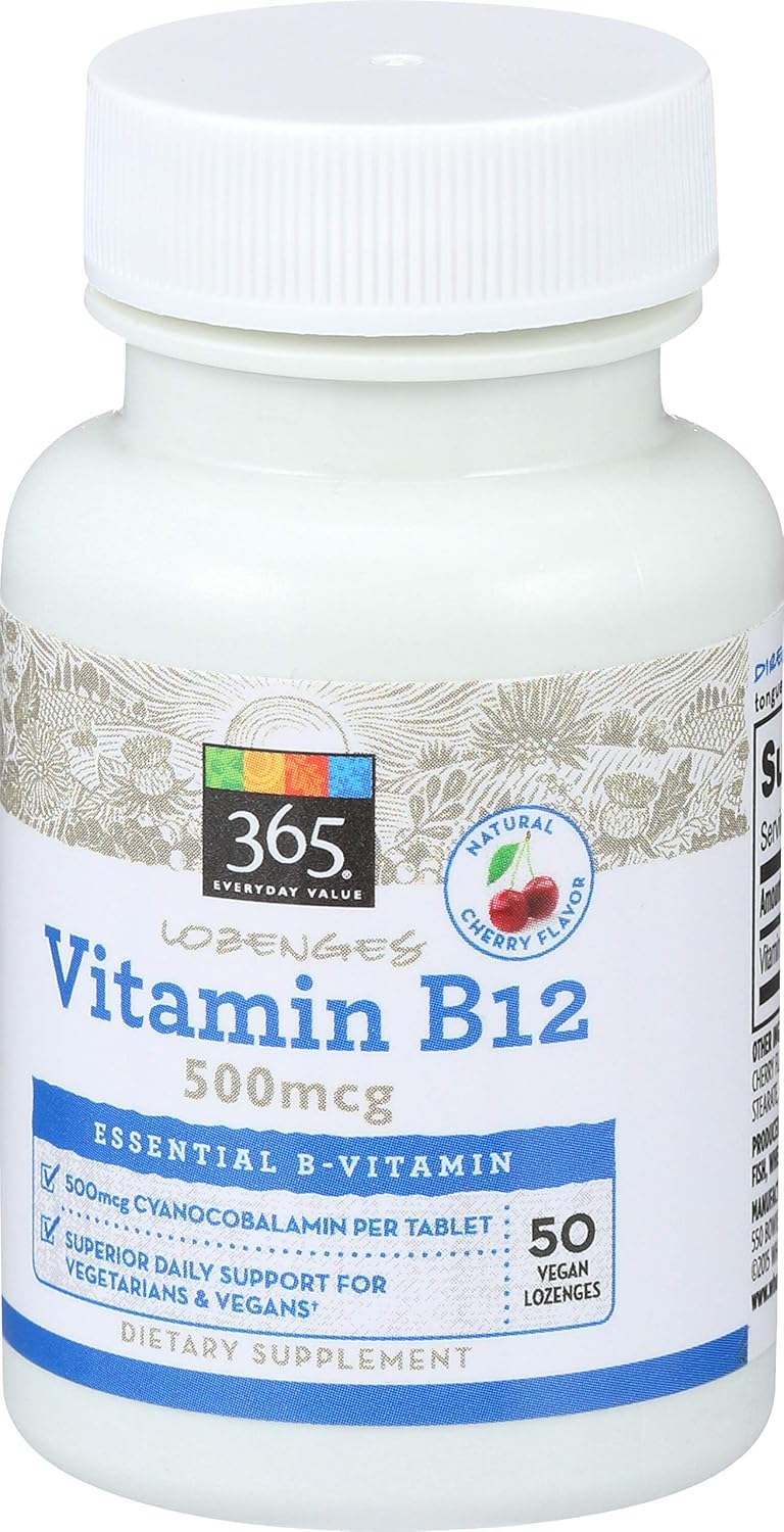Whole Foods Market 365 Everyday Value Cherry Flavored Vitamin B12 500mcg Lozenges - 50 Count