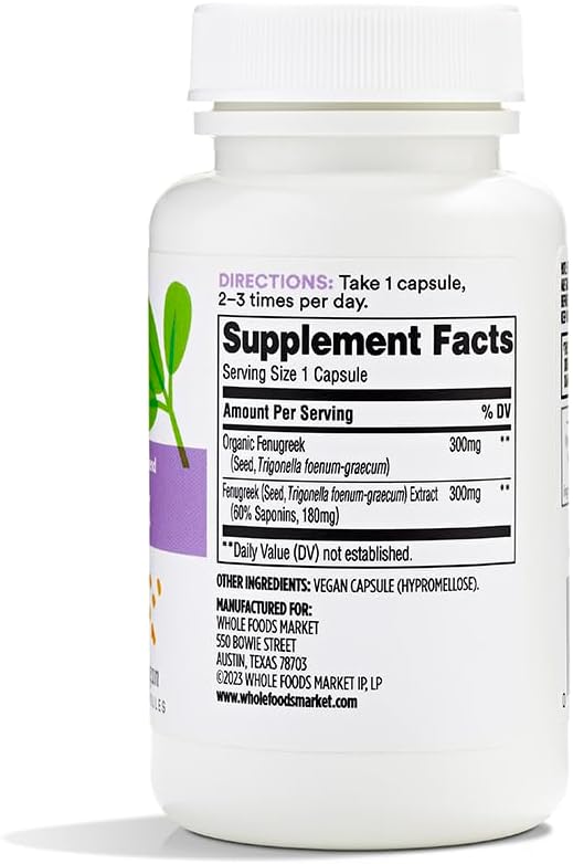 Whole Foods Market 365 Fenugreek Capsules - 60 Count, Pack of 2