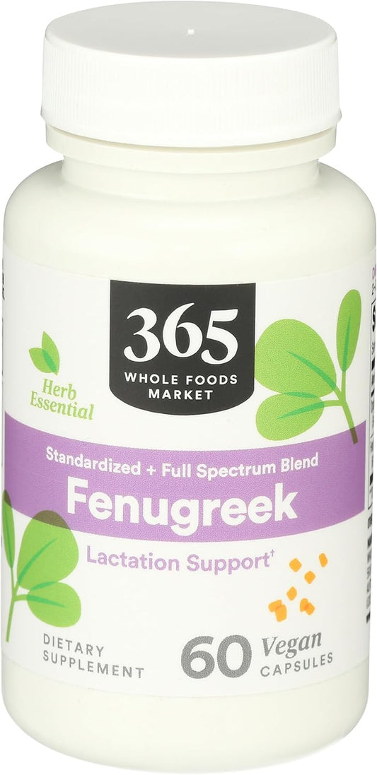 Whole Foods Market 365 Fenugreek Standardized Full Spectrum Blend Capsules 60 Count Vegan Lactation Support