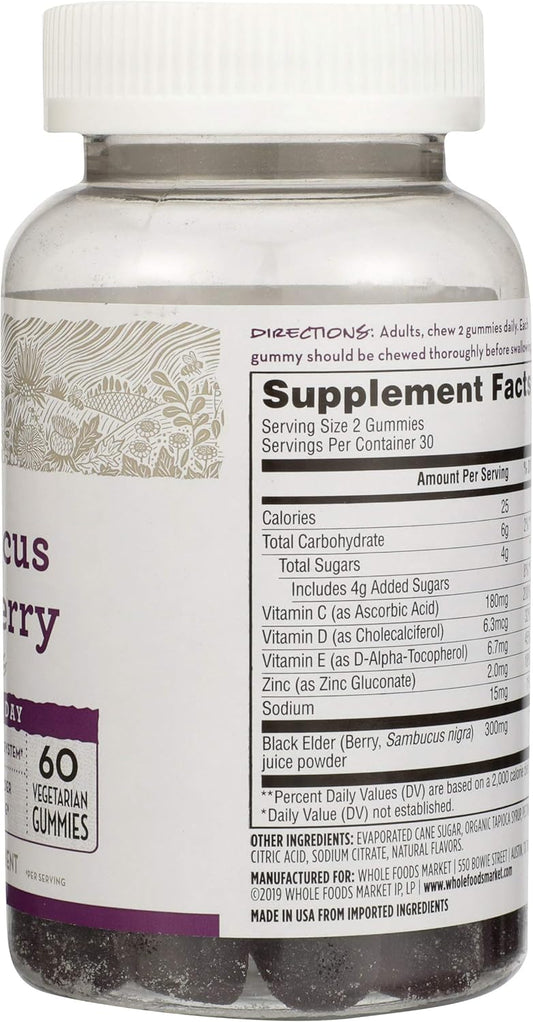 Whole Foods Market 365 Gummy Elderberry 60 Count - Pack of 2