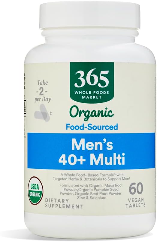 Whole Foods Market 365 Men's Multivitamin, 40 Plus, 60 Count - Food Cultured Formula for Men's Health