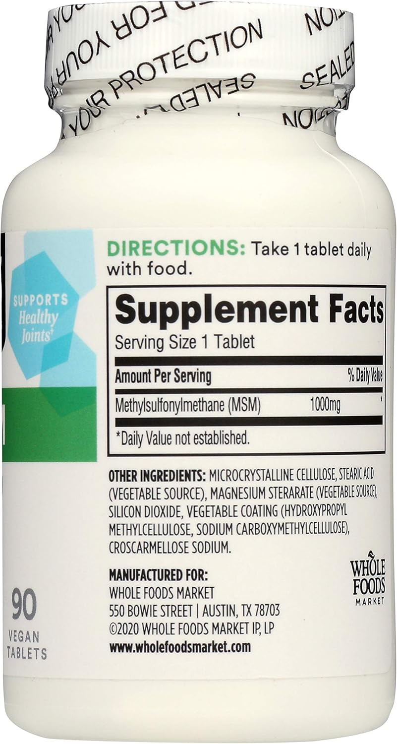Whole Foods Market 365 MSM 1000Mg Tablets - 90 Count (Pack of 2)