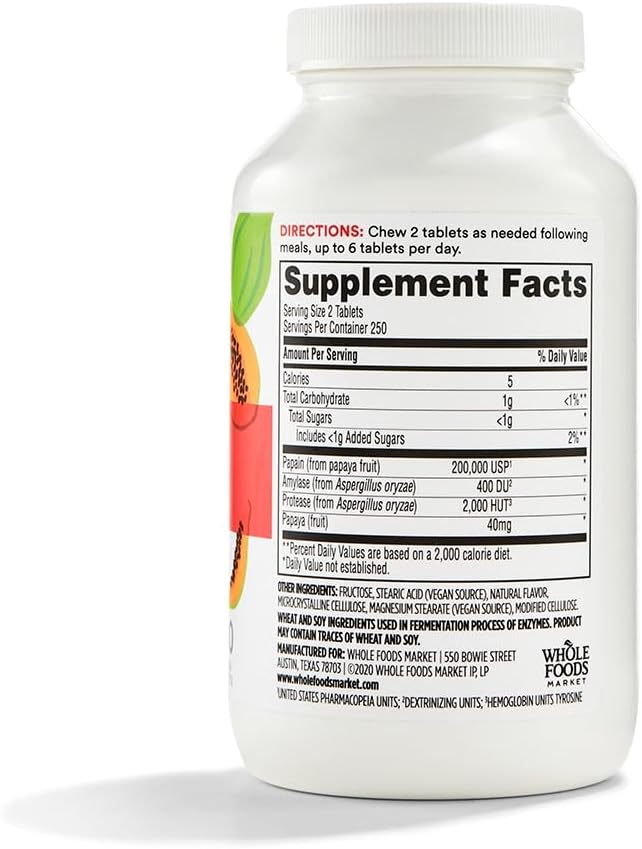 Whole Foods Market 365 Papaya Enzymes - 500 Chewable Tablets