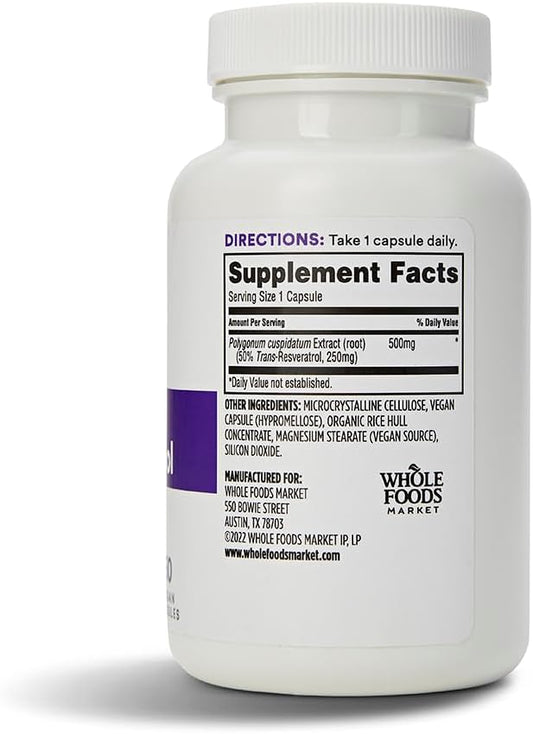 Whole Foods Market 365 Transresveratrol 250Mg Vegg Capsules - Pack of 120