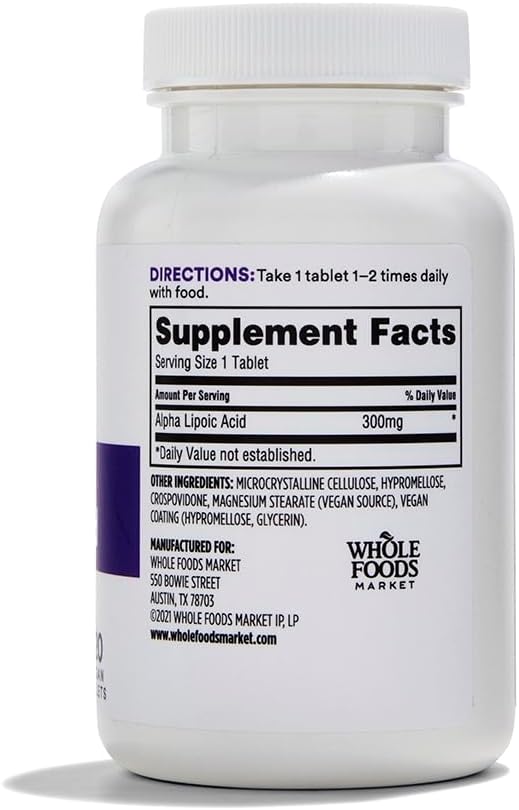 Whole Foods Market Alpha Lipoic Acid 300mg - 120 Tablets for Optimal Health