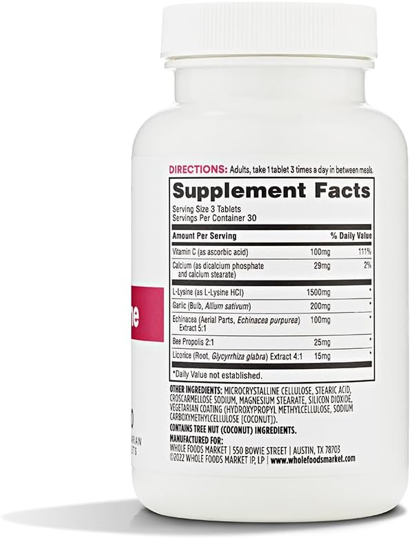Whole Foods Market Lysine Power Capsules - 90 Count, 365 Brand