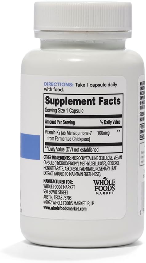 Whole Foods Market Vitamin K2 Capsules - 30 Count Bottle