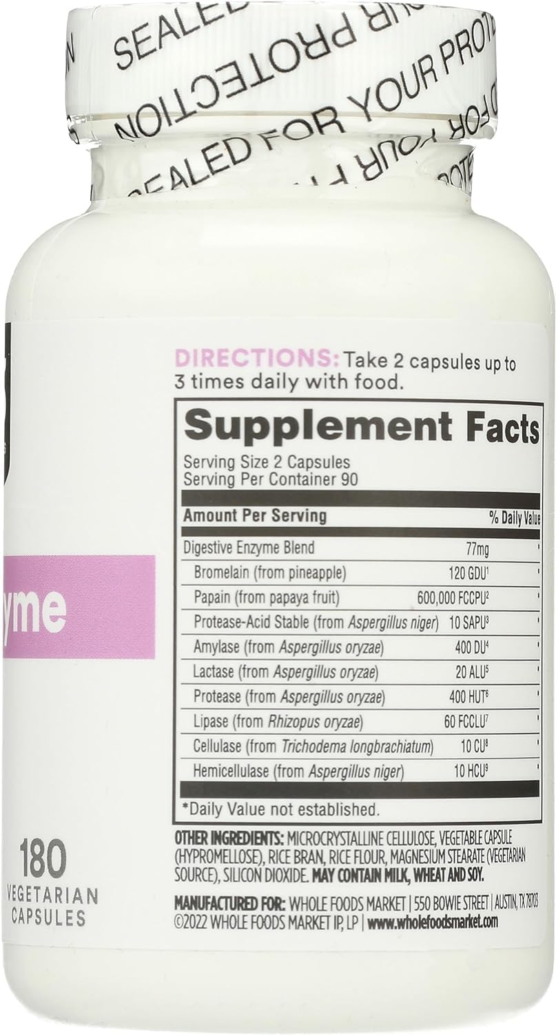 Whole Foods Market Wholezyme 365 Capsules - 180 Count (Pack of 2)