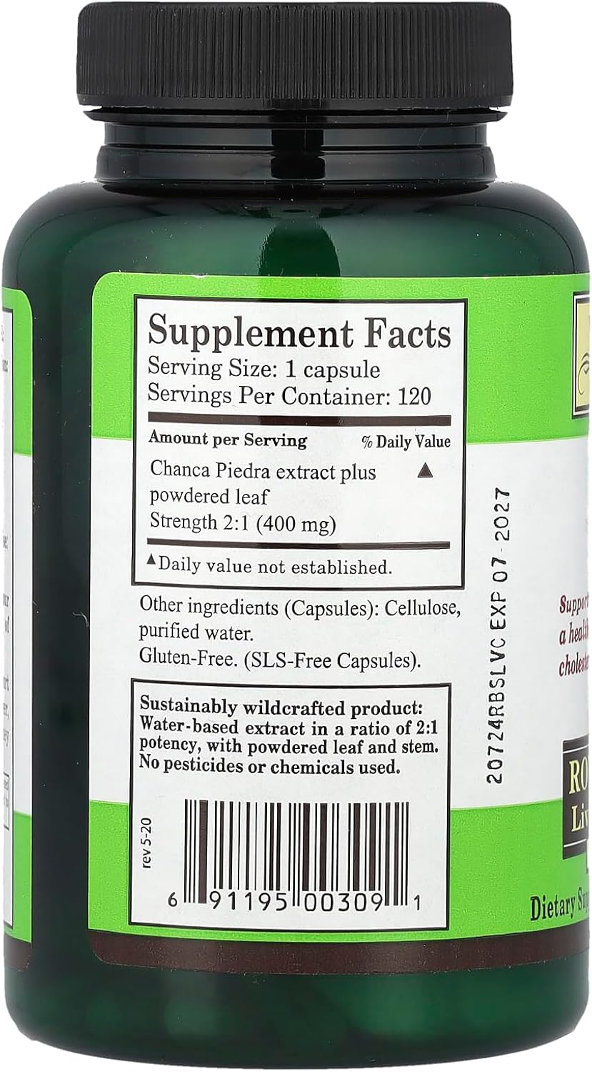 Whole World Botanicals Royal Chanca Piedra Liver Gall Bladder Support Capsules - 400mg - 120 Vegetarian Tabs