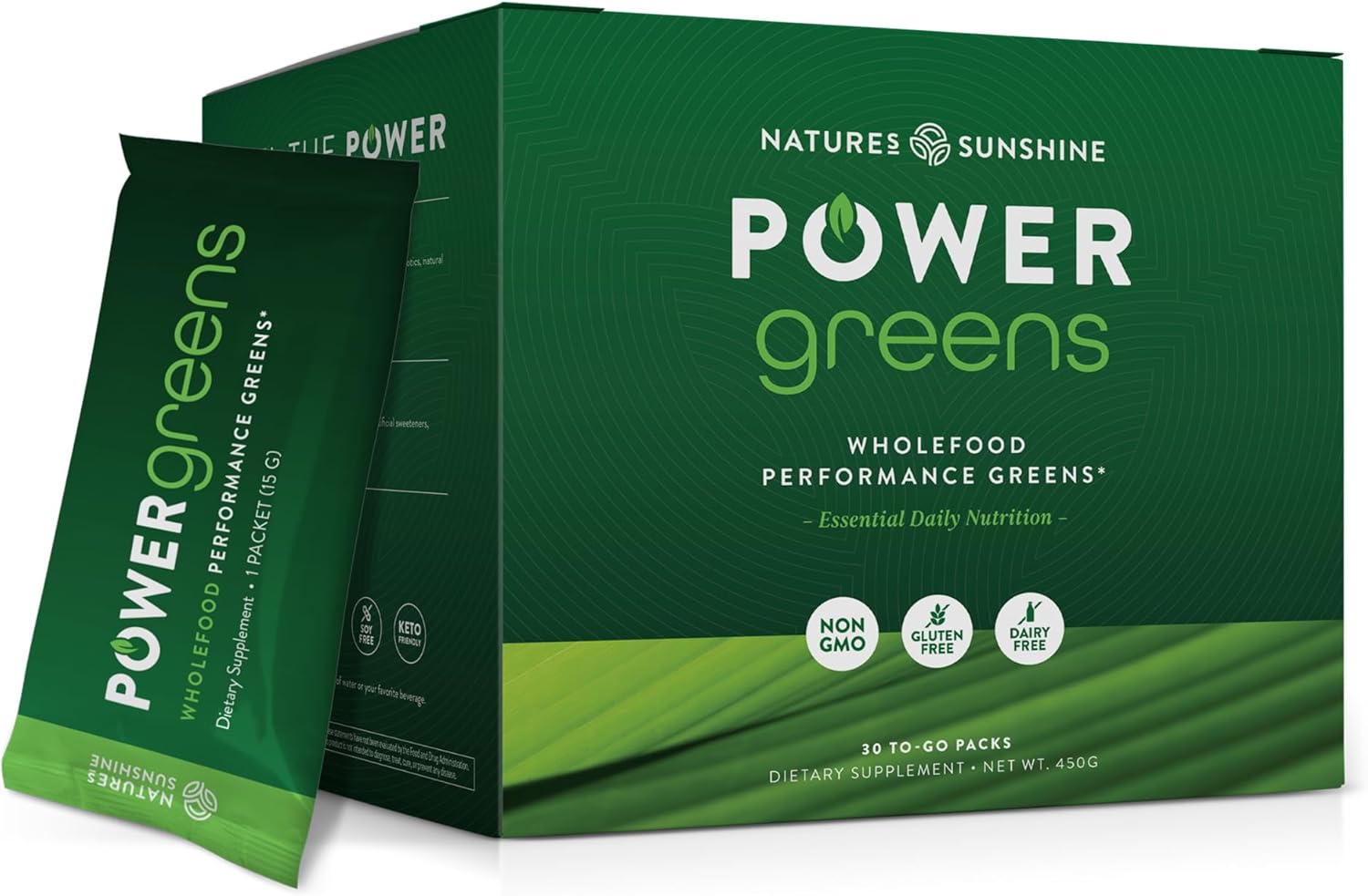 Wholefood Performance Greens in Convenient To-Go Packs from Nature's Sunshine Power Greens