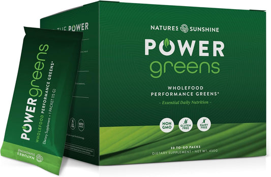 Wholefood Performance Greens in Convenient To-Go Packs from Nature's Sunshine Power Greens