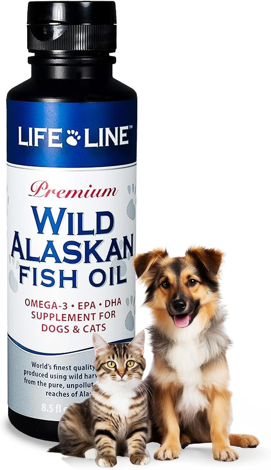Wild Alaskan Fish Oil Omega-3 Supplement for Dogs & Cats - Promotes Healthy Skin, Coat, Brain, Eye, & Heart Health, 8.5oz
