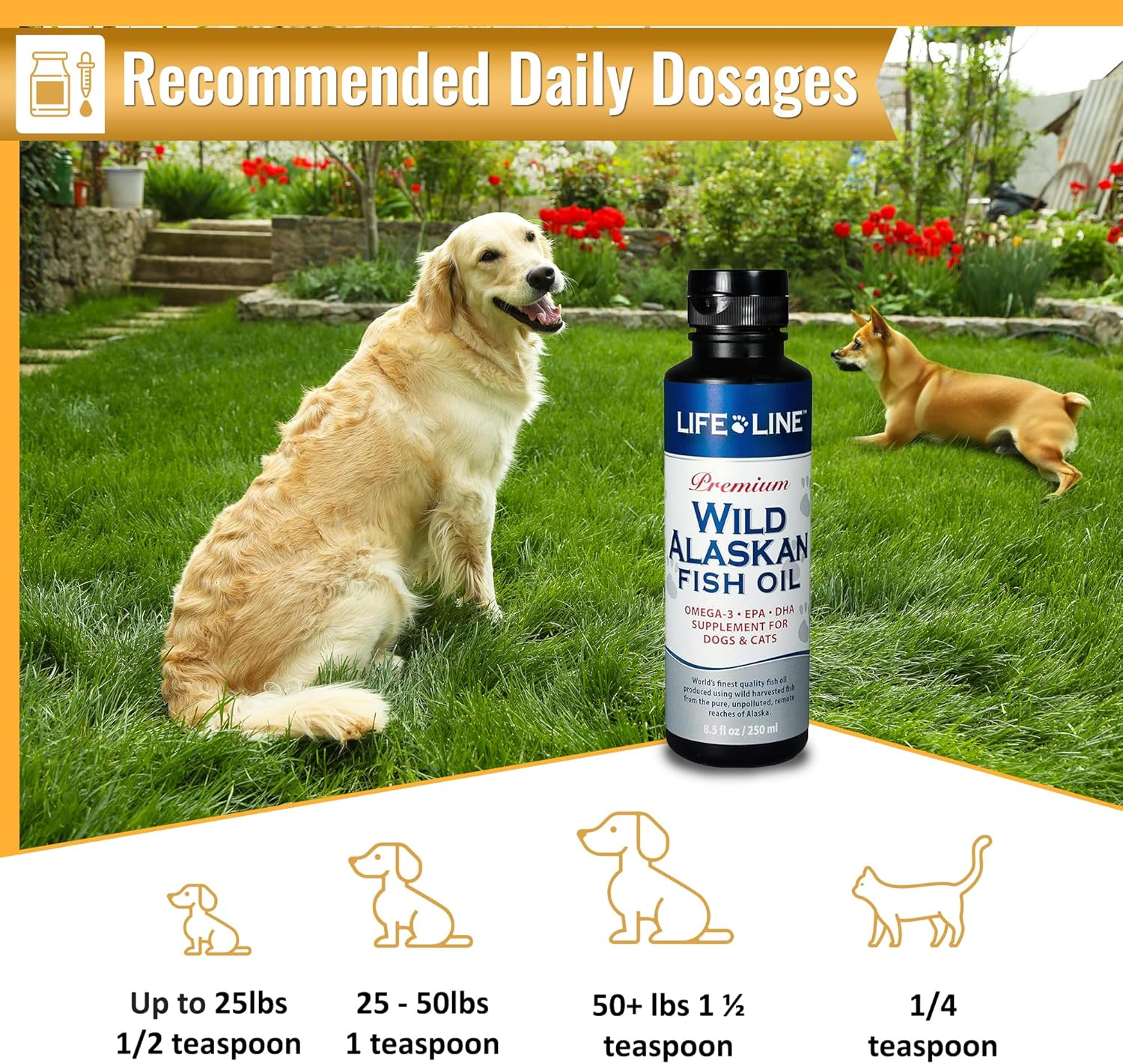 Wild Alaskan Fish Oil Omega-3 Supplement for Dogs & Cats - Promotes Healthy Skin, Coat, Brain, Eye, & Heart Health, 8.5oz