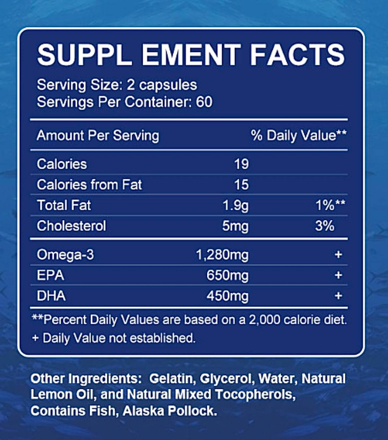 Wild Alaskan Fish Oil Supplement - High Purity Omega-3 with EPA and DHA for Heart and Brain Health - 120 Softgels, 60 Day Supply