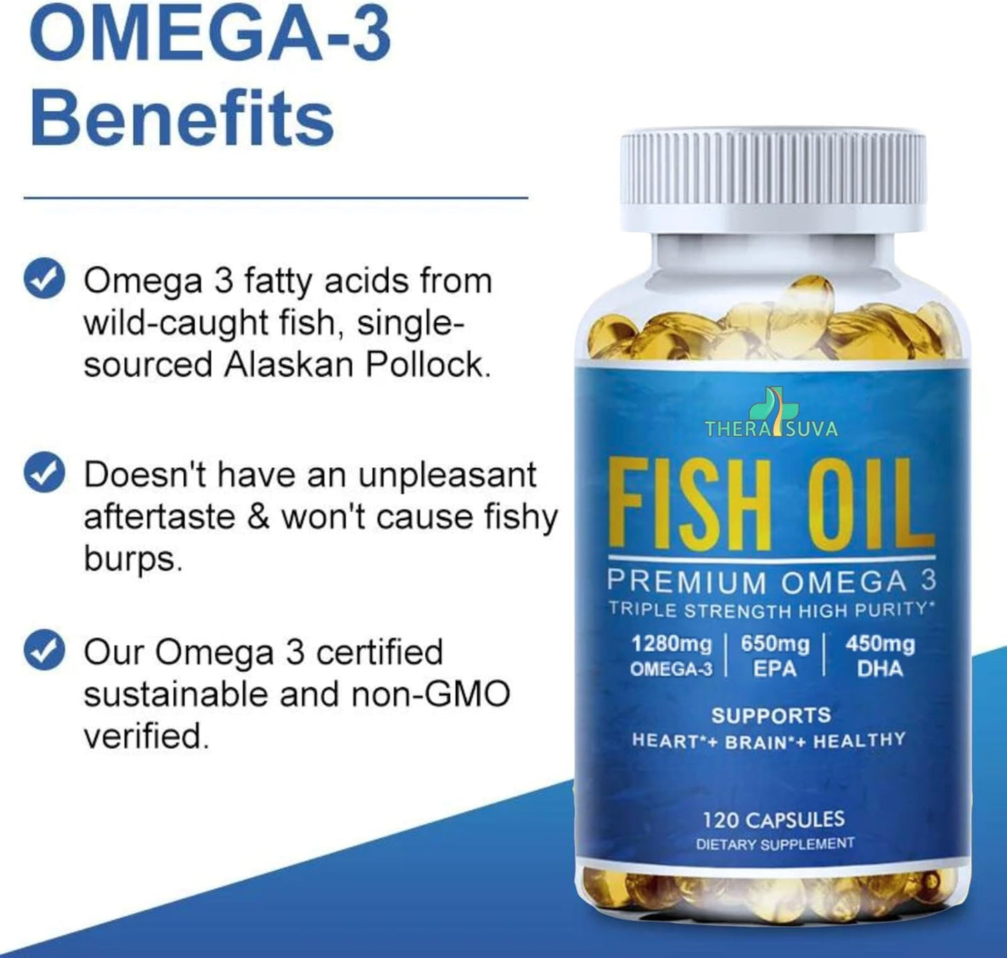 Wild Alaskan Fish Oil Supplement - High Purity Omega-3 with EPA and DHA for Heart and Brain Health - 120 Softgels, 60 Day Supply
