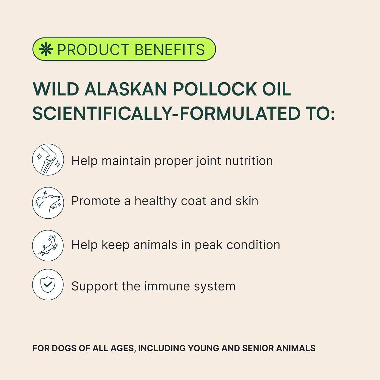 Wild Alaskan Pollock Oil for Dogs - Pure Omega 3 Supplement for Healthy Skin, Coat, Joints & Immune System - 16 Oz Fish Oil
