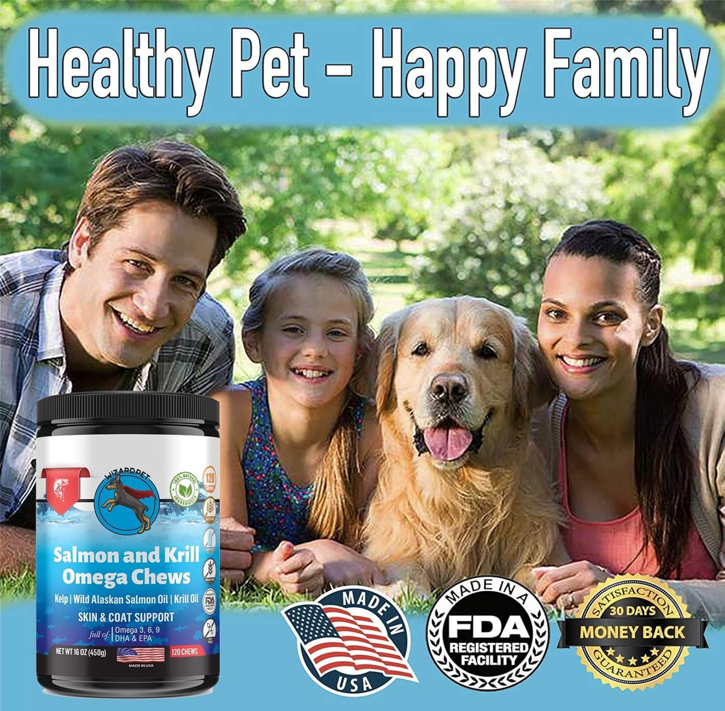 Wild Alaskan Salmon Krill Oil Chews for Dogs - Omega 3 6 9 Supplement for Skin Coat Joints - Allergy Relief - Reduce Shedding - Made in USA