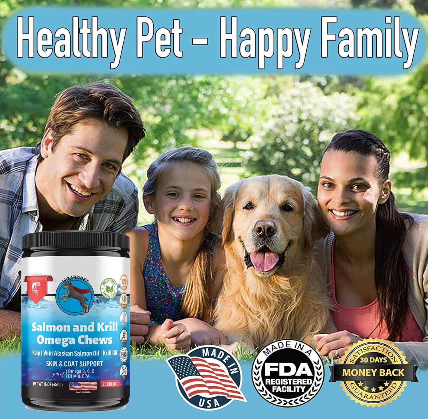 Wild Alaskan Salmon Krill Oil Chews for Dogs - Omega 3 6 9 Supplement for Skin Coat Joints - Allergy Relief - Reduce Shedding - Made in USA