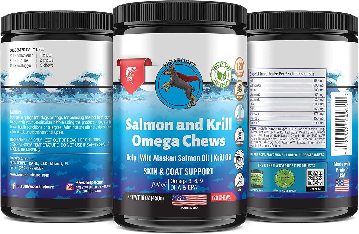 Wild Alaskan Salmon Krill Oil Chews for Dogs - Omega 3 6 9 Supplement for Skin Coat Joints - Allergy Relief - Reduce Shedding - Made in USA