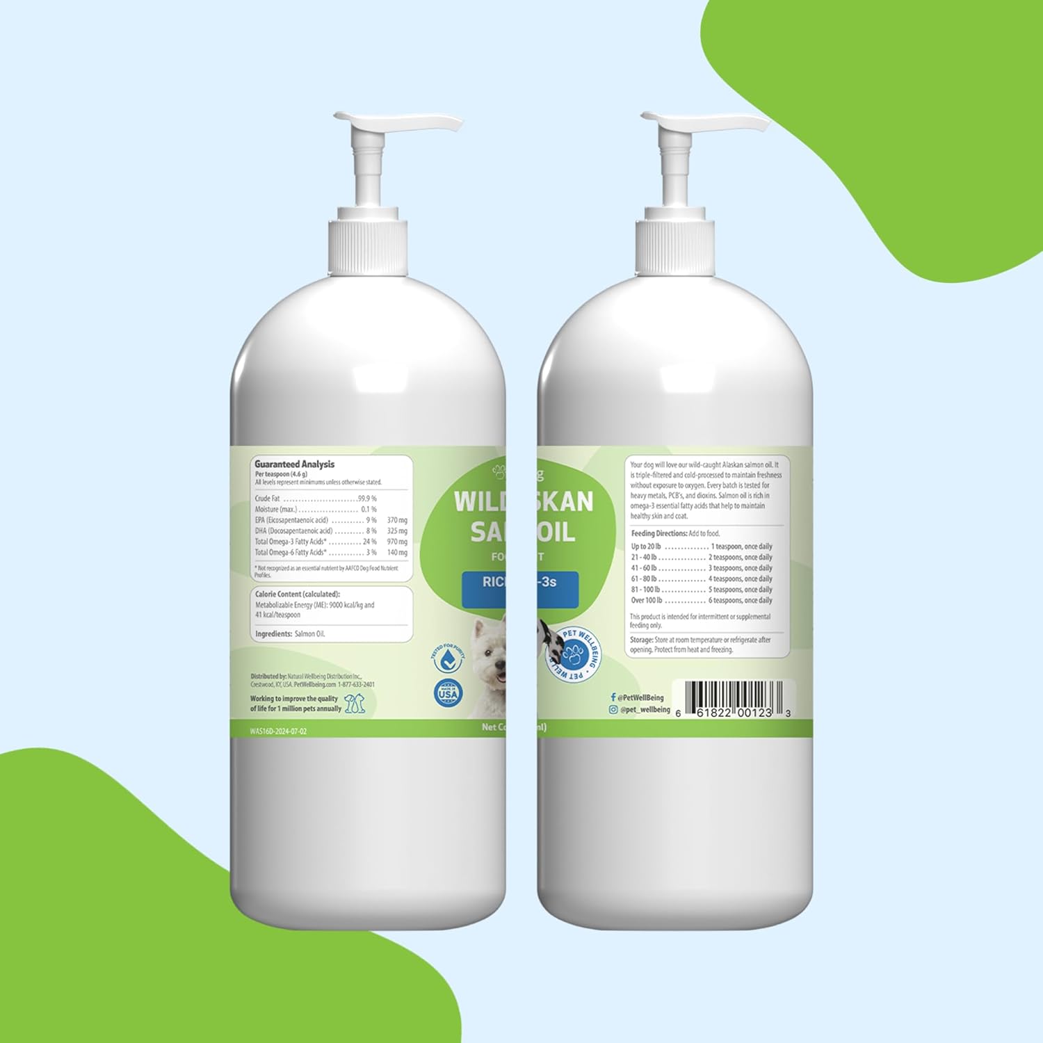 Wild Alaskan Salmon Oil for Dogs - Cold-Processed Omega-3 Fish Oil for Healthy Coat, Skin, Joints - EPA, DHA - 16 fl oz