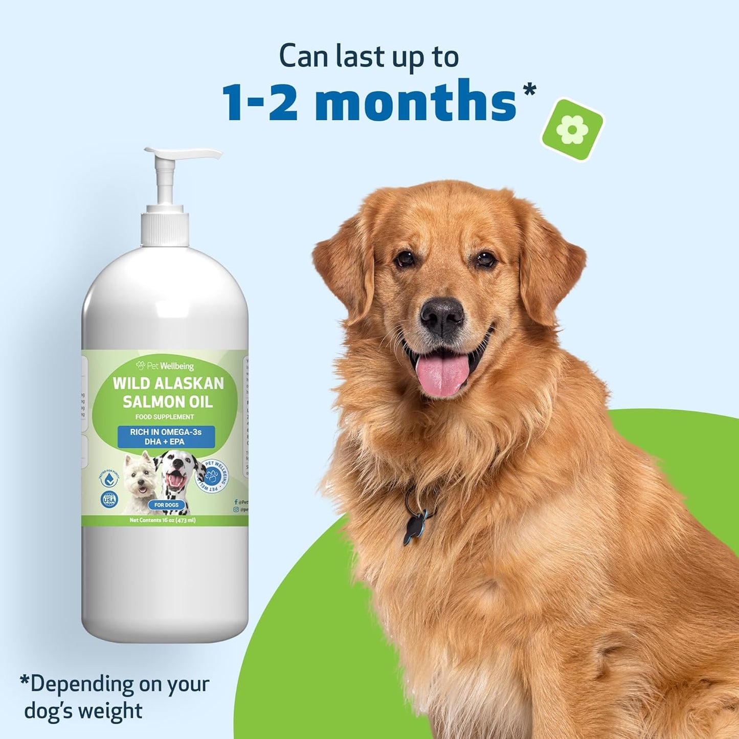 Wild Alaskan Salmon Oil for Dogs - Cold-Processed Omega-3 Fish Oil for Healthy Coat, Skin, Joints - EPA, DHA - 16 fl oz