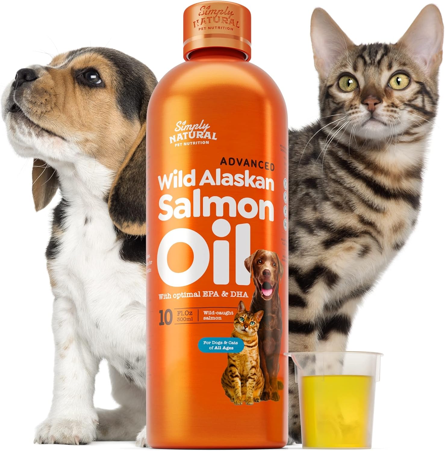 Wild Alaskan Salmon Oil for Dogs and Cats - Omega 3 Fish Oil Supplement for Skin, Coat, and Joint Health - Immune System Support - 300ml