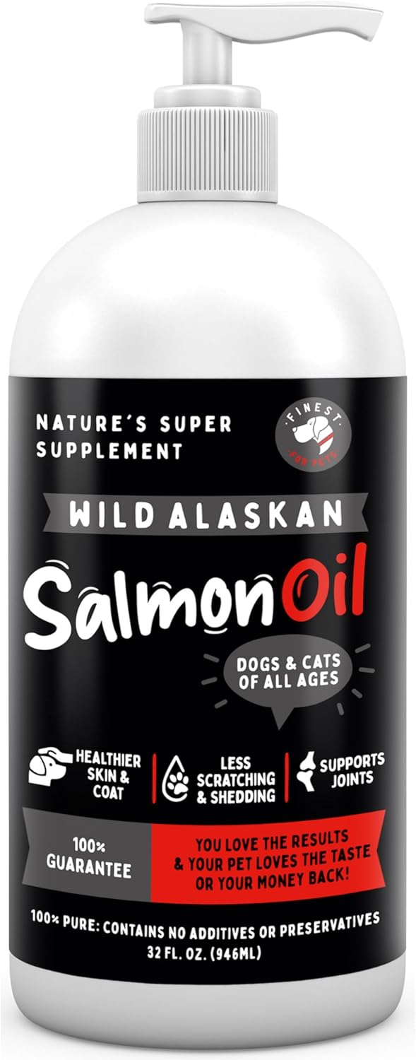 Wild Alaskan Salmon Oil for Dogs & Cats - Omega 3 Skin & Coat Supplement (32 oz)