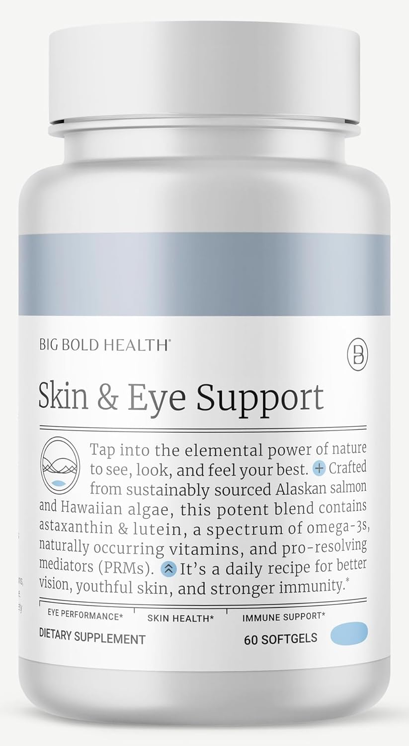 Wild Alaskan Salmon Oil Softgels for Skin & Eye Health with Astaxanthin & Lutein - 60 Count