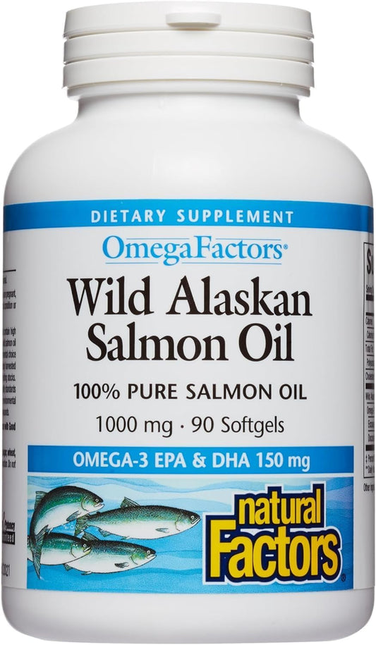 Wild Alaskan Salmon Oil Softgels with Omega-3, EPA, DHA, and Vitamin D for Brain and Heart Health - 90 Count
