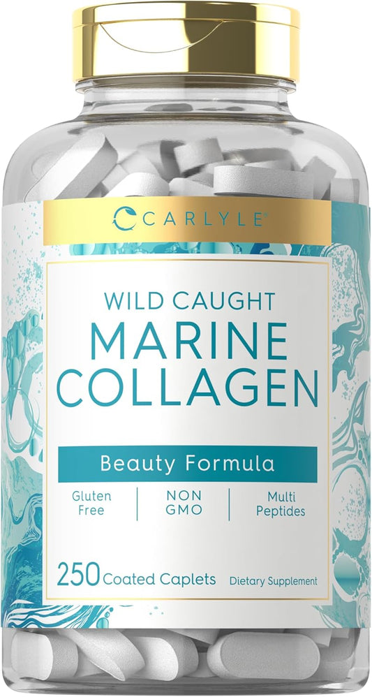 Wild Caught Carlyle Marine Collagen Peptides Pills - 250 Caplets | Non-GMO, Gluten Free Formula