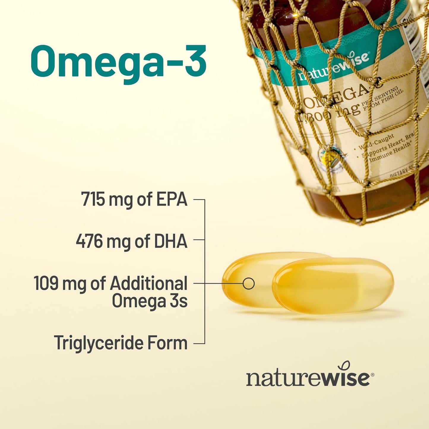 Wild-Caught Fish Oil Omega 3 Supplement 1300mg - High Potency EPA & DHA for Brain & Heart Health - Burpless, Gluten, Dairy, Soy Free - 120 Softgels - Non-GMO [2-Month Supply]
