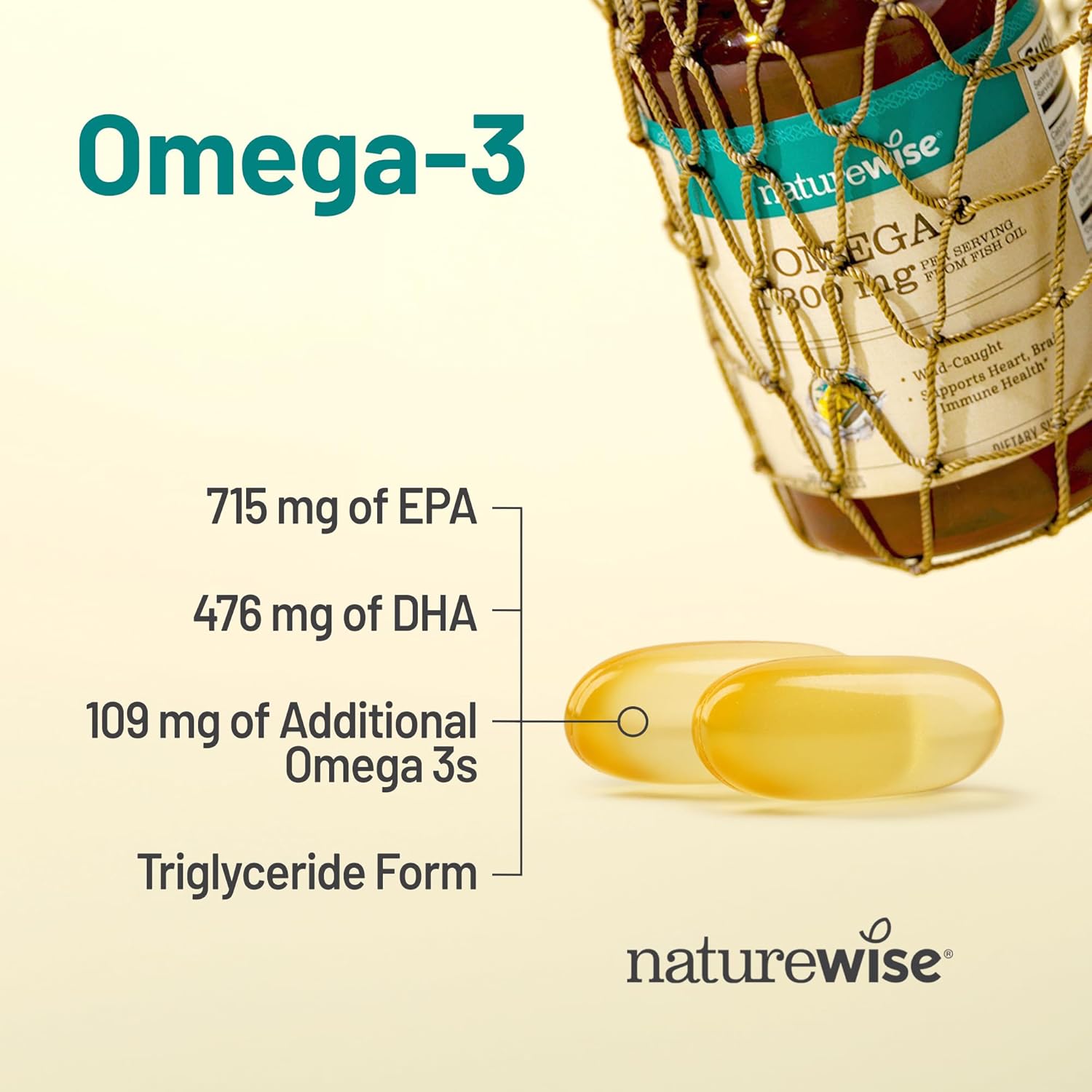 Wild-Caught Fish Oil Omega 3 Supplement 1300mg - High Potency EPA & DHA for Brain & Heart Health - Burpless, Gluten, Dairy, Soy Free - 120 Softgels - Non-GMO [2-Month Supply]