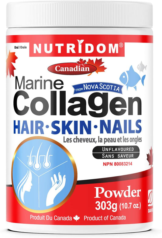 Wild-Caught Hydrolyzed Marine Collagen Peptides Powder from Nova Scotia - Supports Hair, Skin & Nails - Non-GMO - Gluten, Soy & Dairy Free - 303g